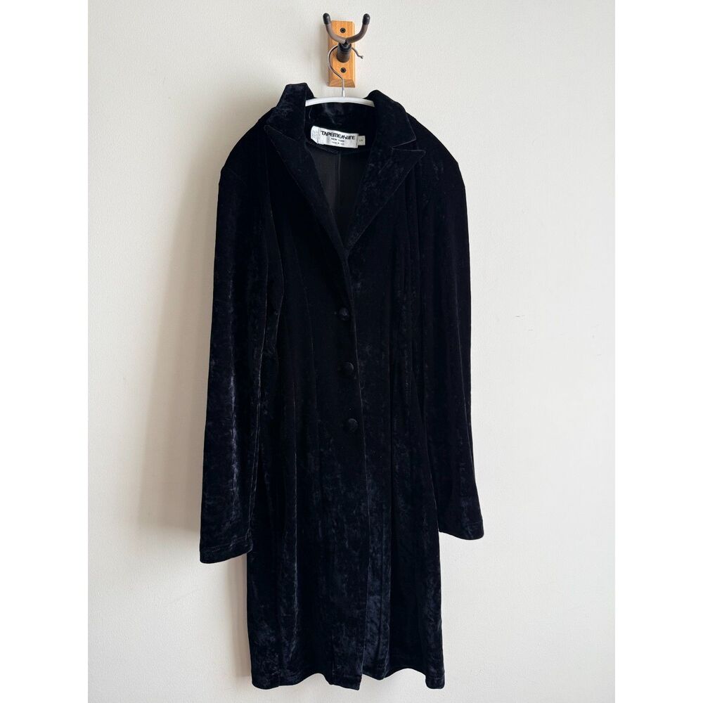 VTG Tapemeasure New York black velvet shirt dress - Small